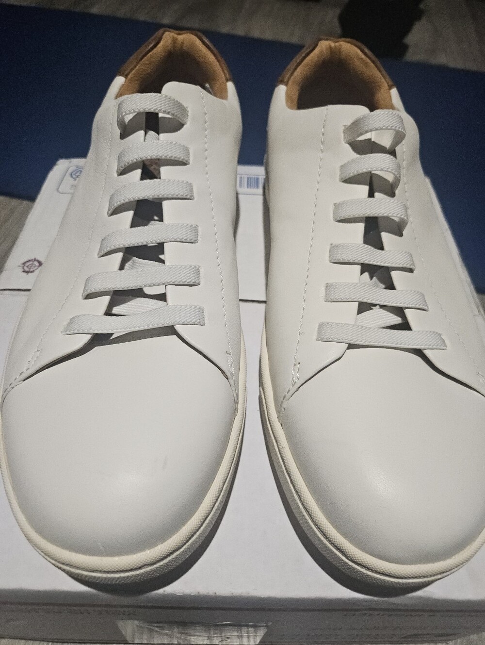 Born White Low-Top Leather Sneakers with Tan Lining